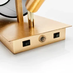 Lindby væglampe Aiden, 30 cm, sort, guld, LED-læselampe