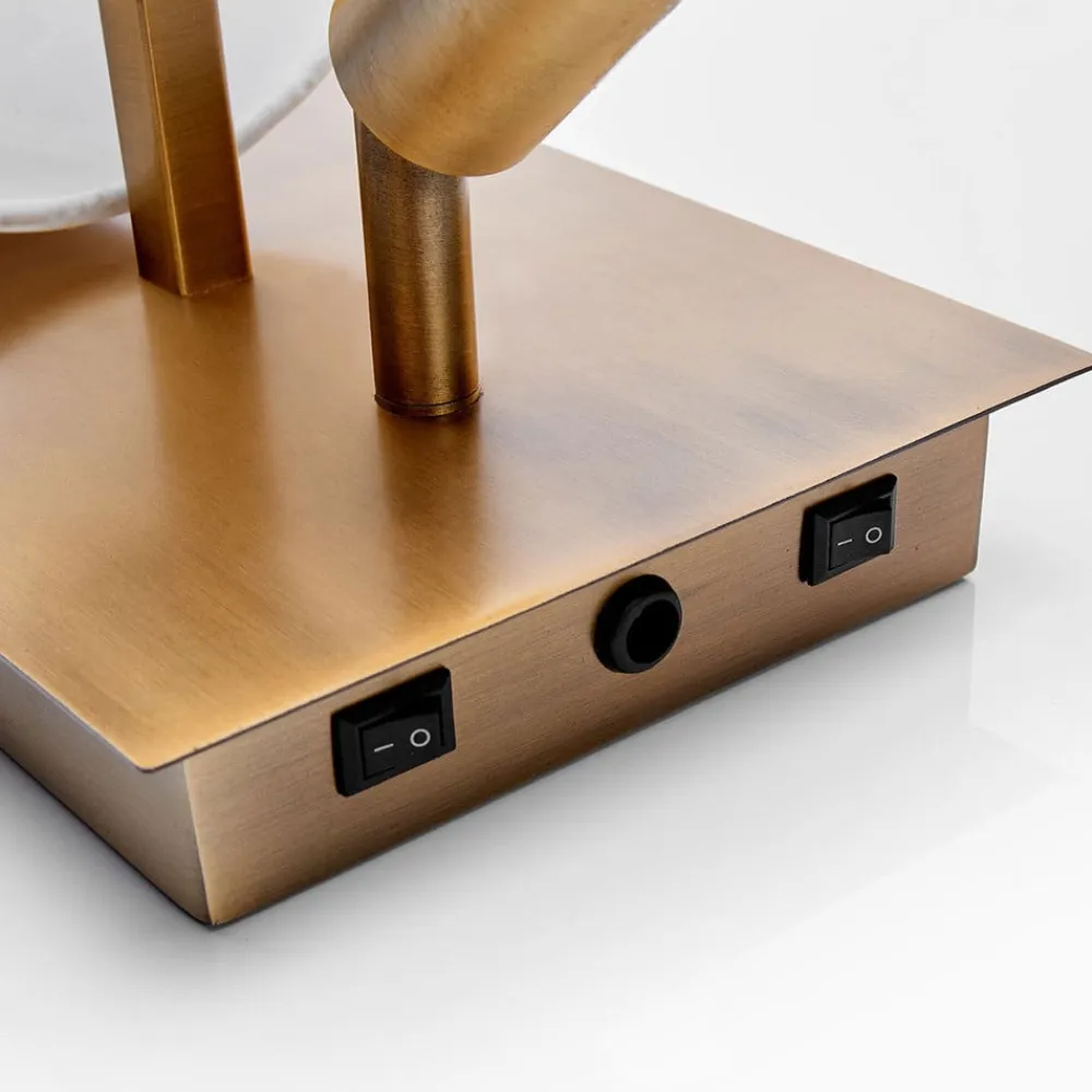 Lindby væglampe Aiden, 30 cm, antik messing, LED-læselampe