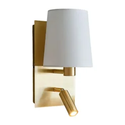 væglampe Aiden, hvid, messing, LED-læselampe^Lindby Sale