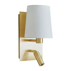 væglampe Aiden, hvid, messing, LED-læselampe^Lindby Sale