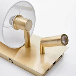 væglampe Aiden, hvid, messing, LED-læselampe^Lindby Sale