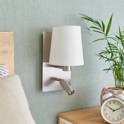 væglampe Aiden, hvid, nikkel, LED-læselampe^Lindby Best