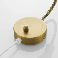 Lindby væglampe Amrei, antik messing, 42 cm, stik, dæmpbar