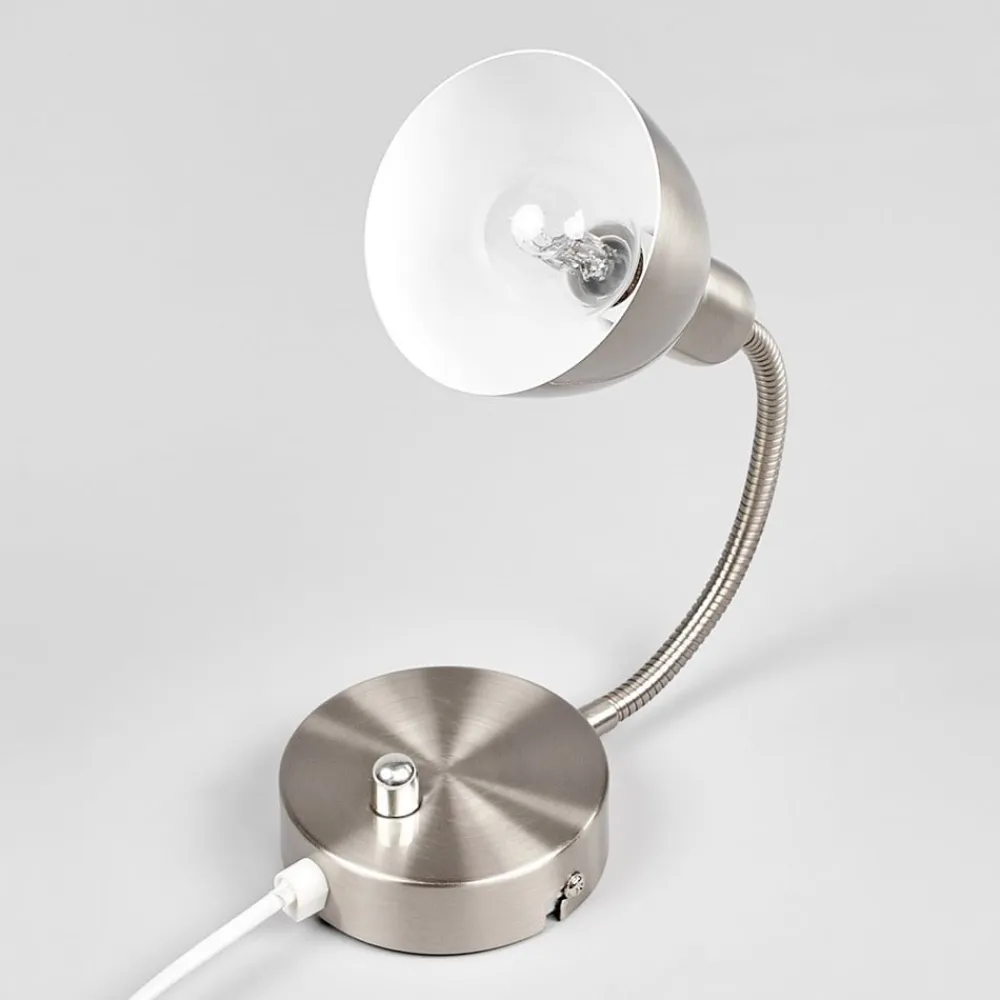 Lindby væglampe Amrei, nikkelfarvet, 42 cm, stik, dæmpbar