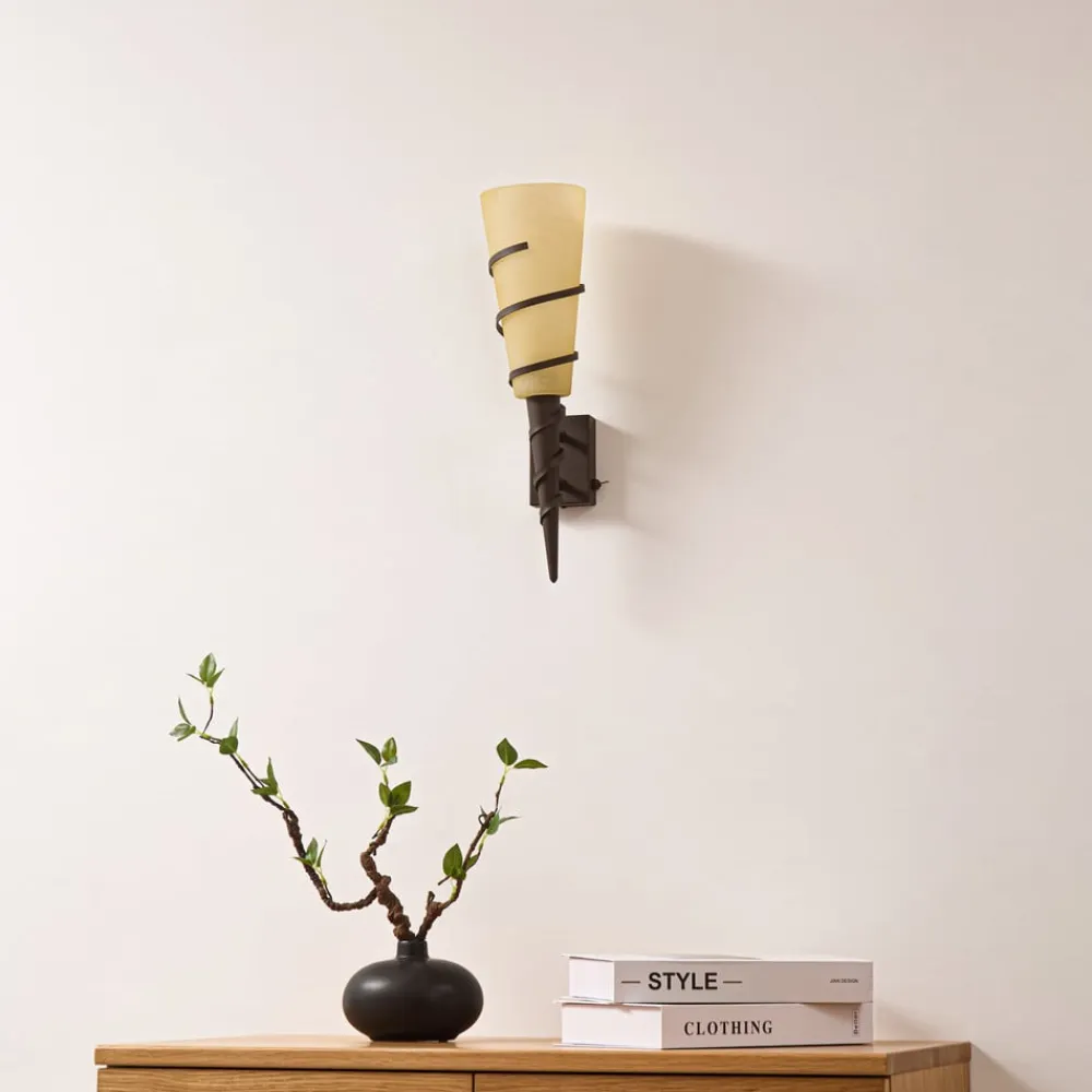 Lindby væglampe Anouk, højde 44 cm, glas, metal, lommelygte