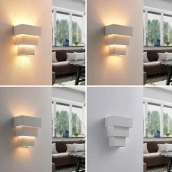 væglampe Antonella, hvid gips, G9, kan males, 21 cm^Lindby New