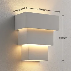 væglampe Antonella, hvid gips, G9, kan males, 21 cm^Lindby New