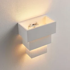 væglampe Antonella, hvid gips, G9, kan males, 21 cm^Lindby New