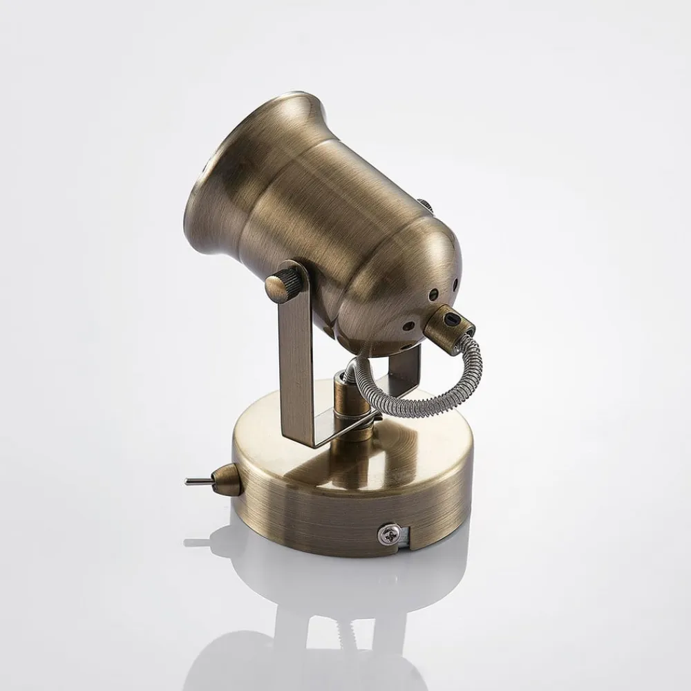 Lindby væglampe Anze, 10 m, antik messing, afbryder