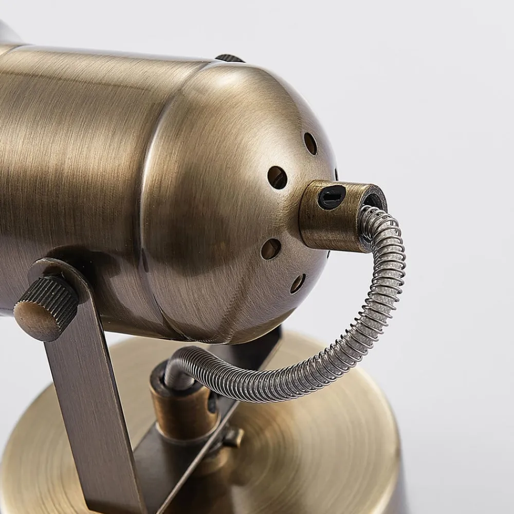 Lindby væglampe Anze, 10 m, antik messing, afbryder