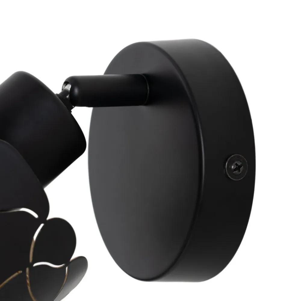 Lindby Væglamper|Væglamper>væglampe Aralena, sort/guld, 1 lyskilde, Ø 12cm