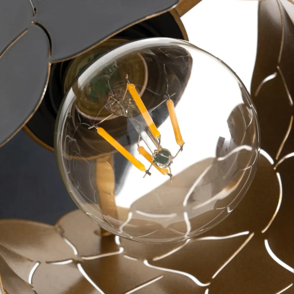 Lindby Væglamper|Væglamper>væglampe Aralena, sort/guld, 1 lyskilde, Ø 12cm