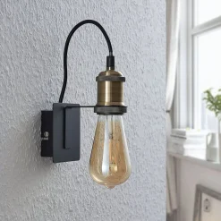 væglampe Aurella, højde 16 cm, antik messing, metal^Lindby Outlet