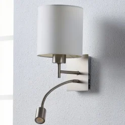 Lindby Væglamper|Væglamper>væglampe Camilo, nikkelfarvet, LED-læselampe, 28 cm
