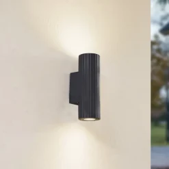 Lindby væglampe Christa, antracit, beton, 25 cm, krusning