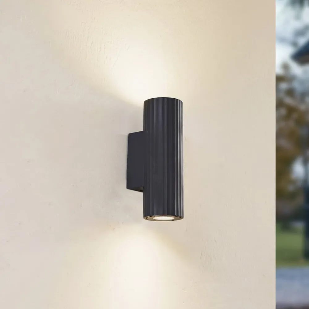 Lindby væglampe Christa, antracit, beton, 25 cm, krusning