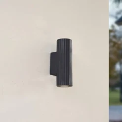 Lindby væglampe Christa, antracit, beton, 25 cm, krusning