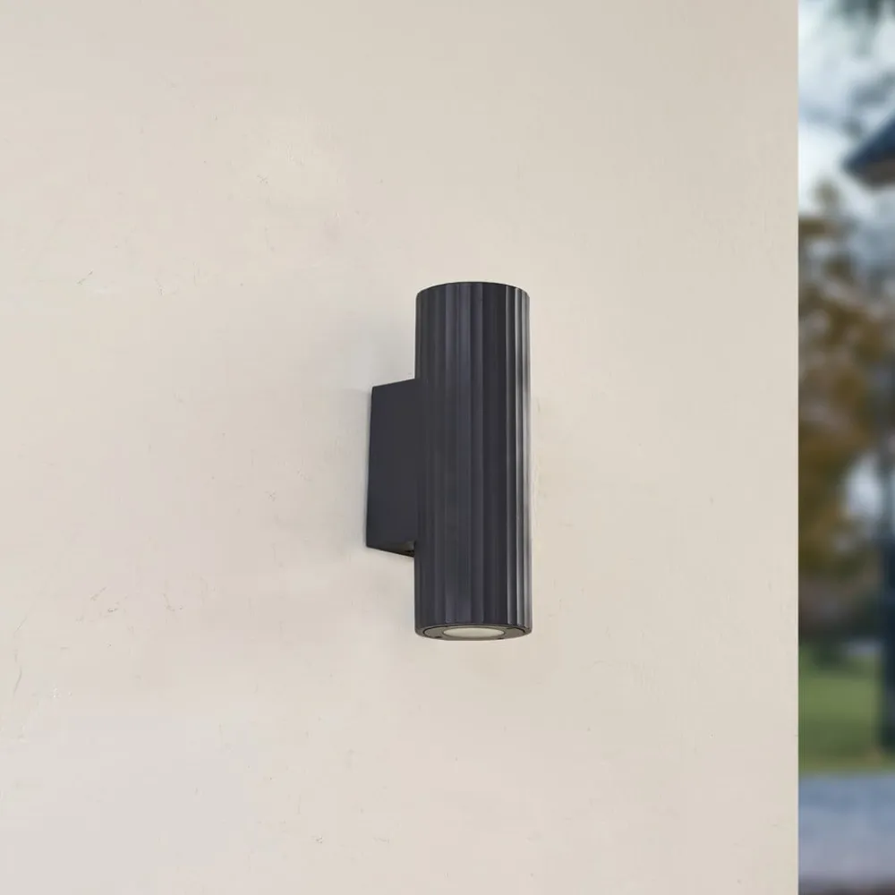 Lindby væglampe Christa, antracit, beton, 25 cm, krusning