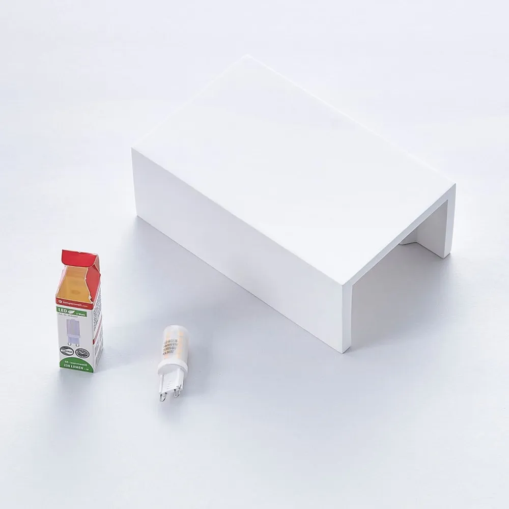 Lindby væglampe Colja, kantet, højde 16 cm, gips, hvid