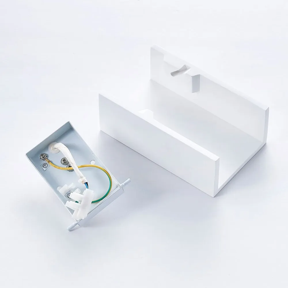 Lindby væglampe Colja, kantet, højde 16 cm, gips, hvid