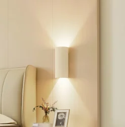 væglampe Colja, rund, højde 30,5 cm, gips, beige^Lindby Hot