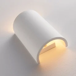 væglampe Colja, rund, højde 16 cm, gips, hvid^Lindby Discount