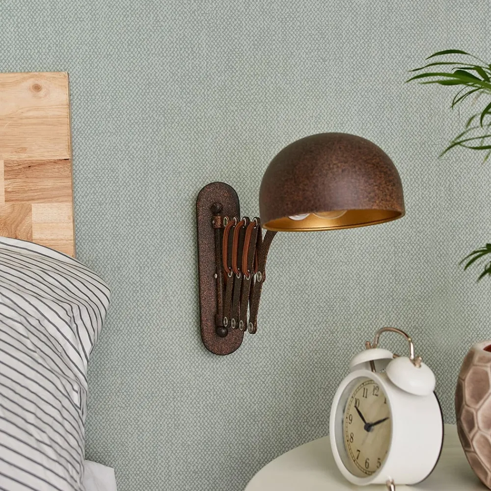 Lindby væglampe Curtis, rustfarvet, justerbar, 57 cm, E14