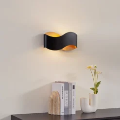 Lindby Pendellamper|Væglamper>væglampe Dailin, sort/guld, 30 cm, metal