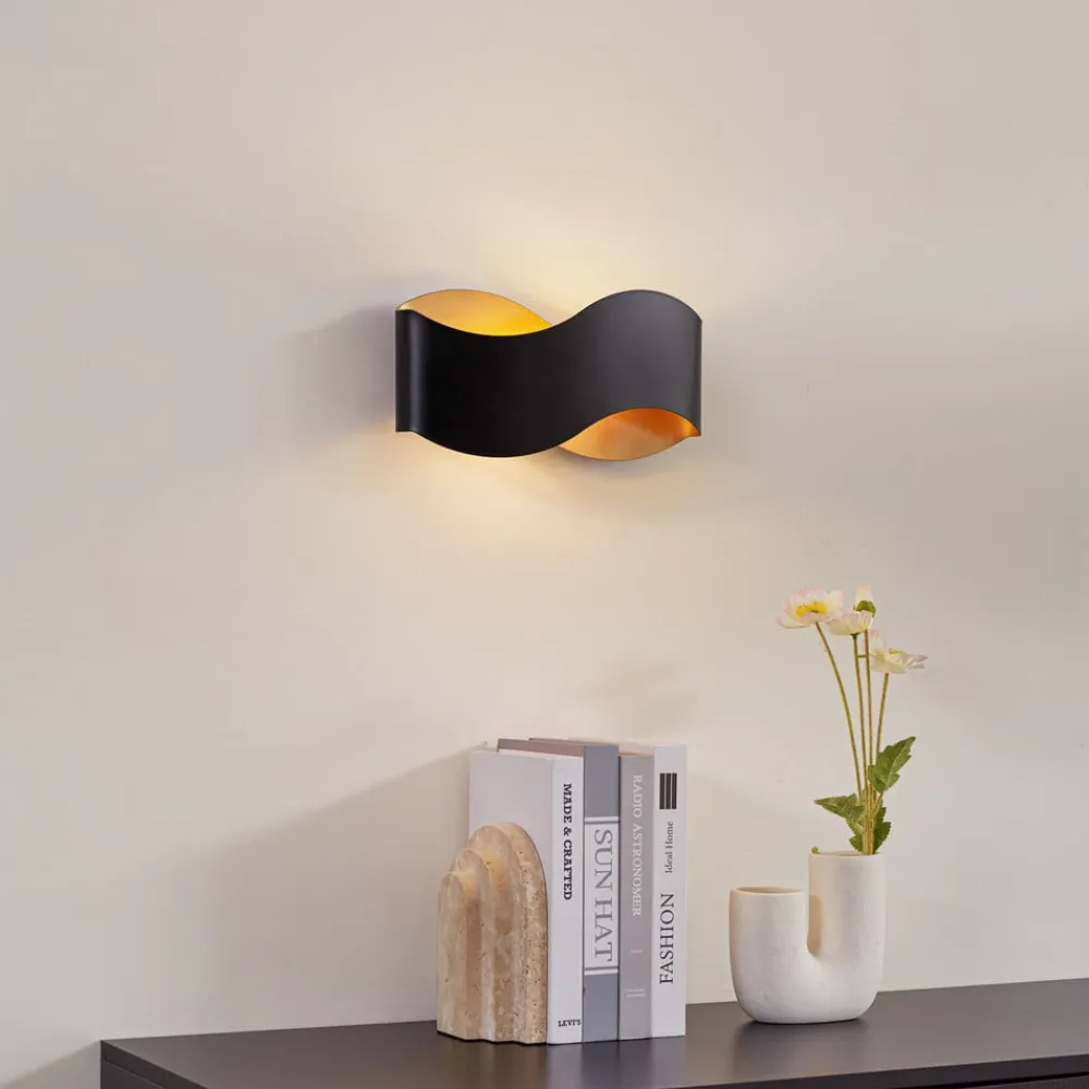 Lindby Pendellamper|Væglamper>væglampe Dailin, sort/guld, 30 cm, metal