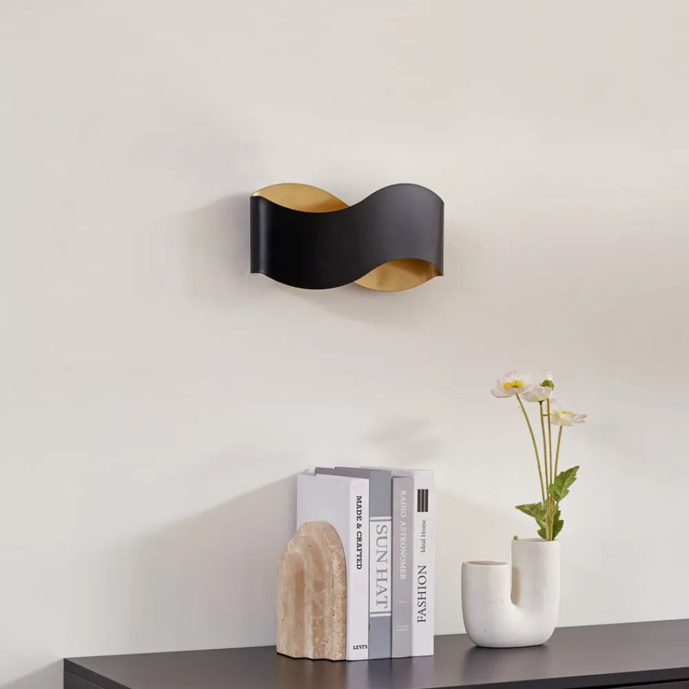 Lindby Pendellamper|Væglamper>væglampe Dailin, sort/guld, 30 cm, metal