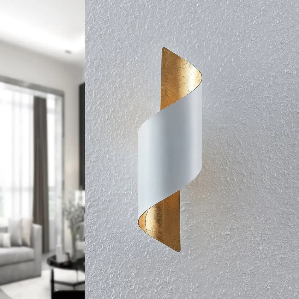Lindby væglampe Desirio, hvid/guld, 35 cm, metal