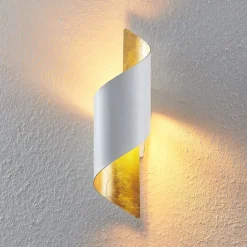 Lindby væglampe Desirio, hvid/guld, 35 cm, metal