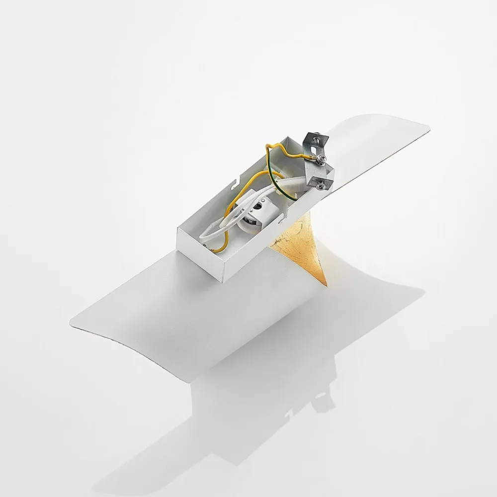 Lindby væglampe Desirio, hvid/guld, 35 cm, metal