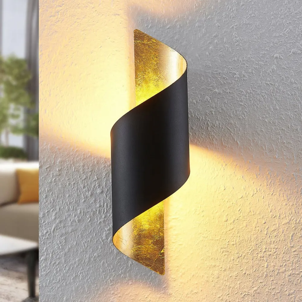 Lindby Gang|Pendellamper>væglampe Desirio, sort/guld, 35 cm, metal