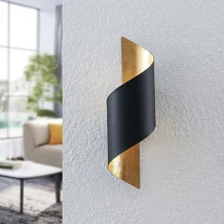 Lindby Gang|Pendellamper>væglampe Desirio, sort/guld, 35 cm, metal