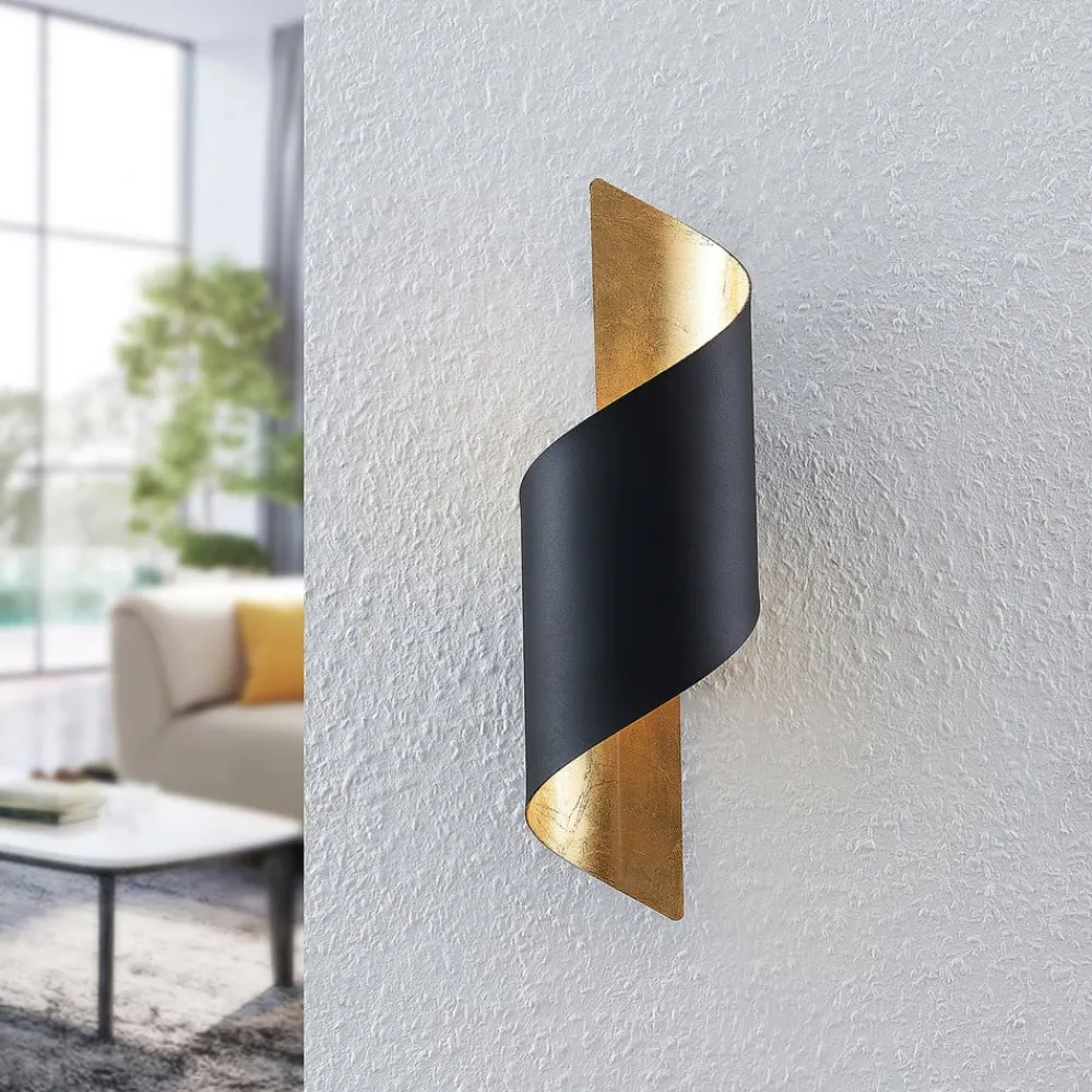 Lindby Gang|Pendellamper>væglampe Desirio, sort/guld, 35 cm, metal