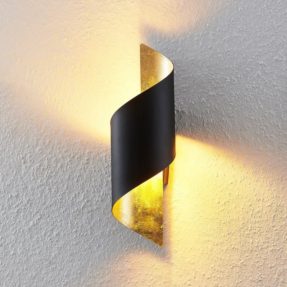 Lindby Gang|Pendellamper>væglampe Desirio, sort/guld, 35 cm, metal