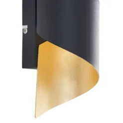 væglampe Desirio, sort/guld, 24 cm, metal^Lindby New
