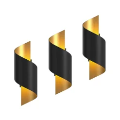 væglampe Desirio, sæt med 3, sort, guldfarvet, G9^Lindby Outlet