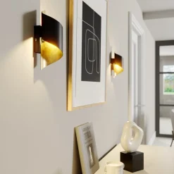 væglampe Desirio, sæt med 3, sort, guldfarvet, G9^Lindby Outlet