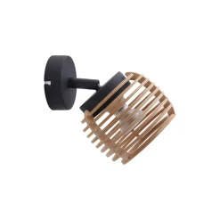 Lindby væglampe Ediz, GU10, sort, træ, Ø 12,7 cm