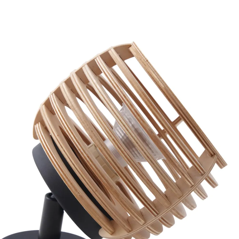 Lindby væglampe Ediz, GU10, sort, træ, Ø 12,7 cm