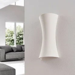 Lindby Gang|Pendellamper>væglampe Edon, hvid, gips, konkav, 30 cm