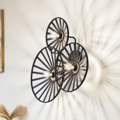 Lindby Væglamper>væglampe Evandor, sort, bambus, 3-lys, E27