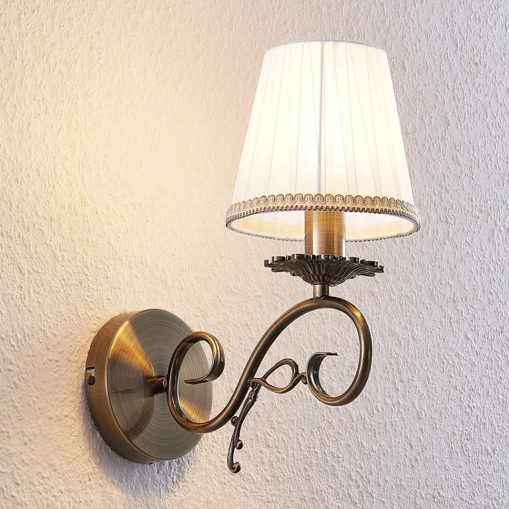 Lindby væglampe Finnick, antik messingfarve, 34 cm, E14