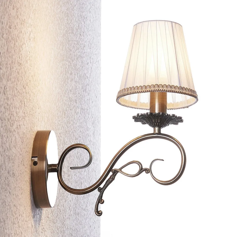 Lindby væglampe Finnick, antik messingfarve, 34 cm, E14