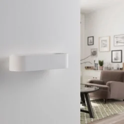 Lindby væglampe Fioni, hvid, gips, G9, 6,5 cm, kan males