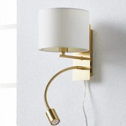 væglampe Florens, messing, LED-læselampe, 23,5 cm^Lindby Sale