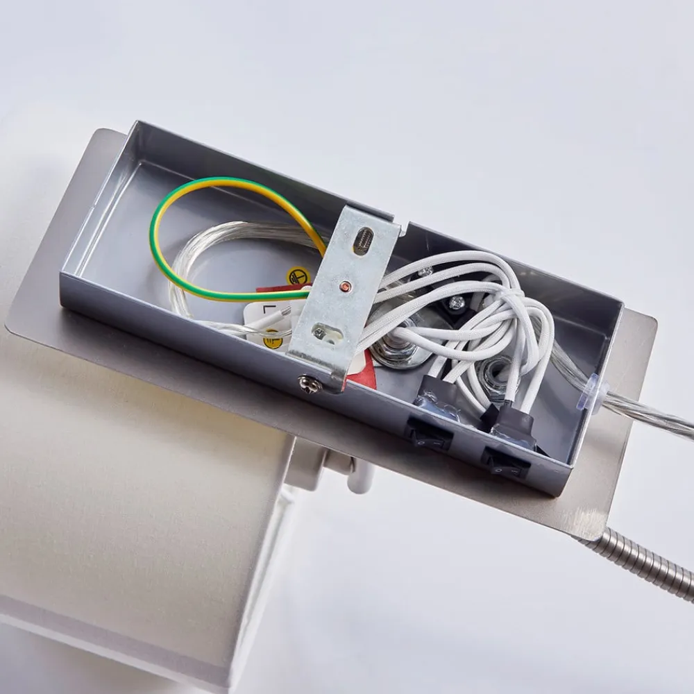 Lindby Pendellamper|Væglamper>væglampe Florens, nikkel, LED-læselampe, 23,5 cm