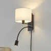 Lindby væglampe Florens, sort, LED-læselampe, 23,5 cm